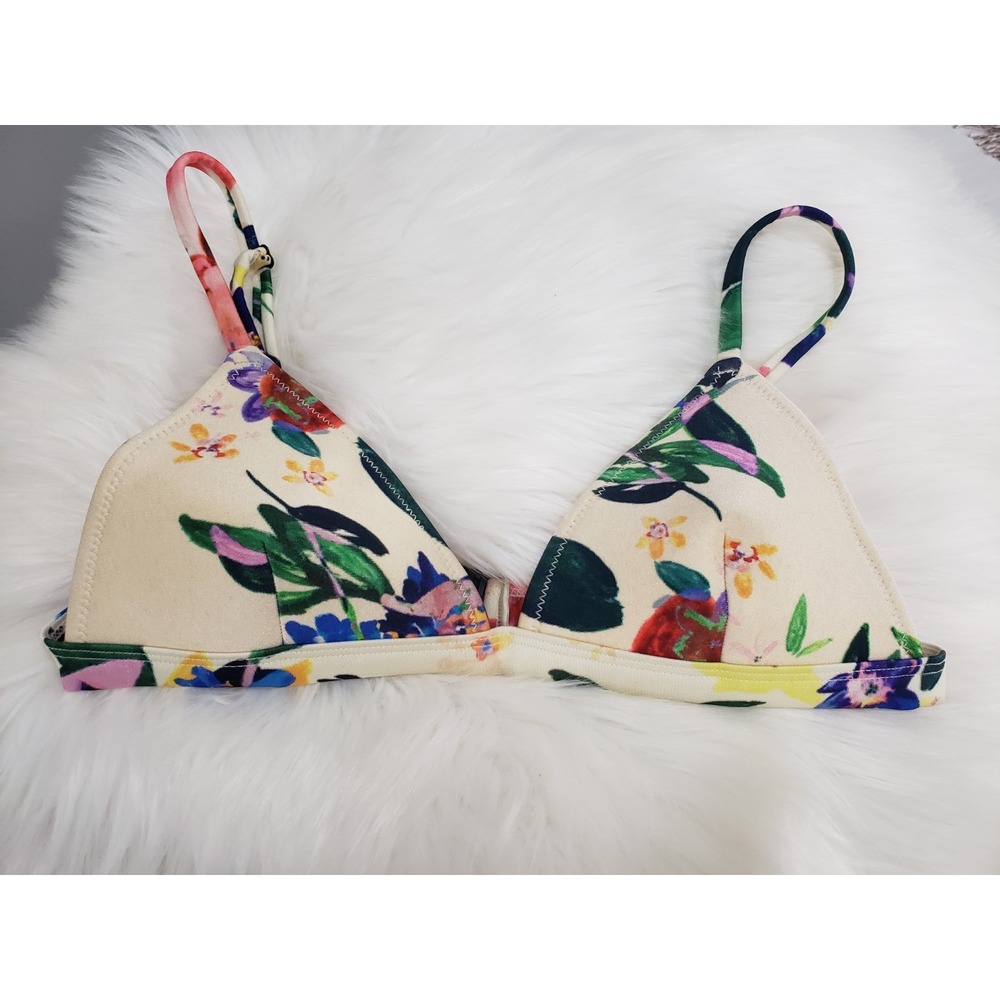 TRIANGL FLORAL BIKINI‎ TOP Only - Size medium boho flowers colorful